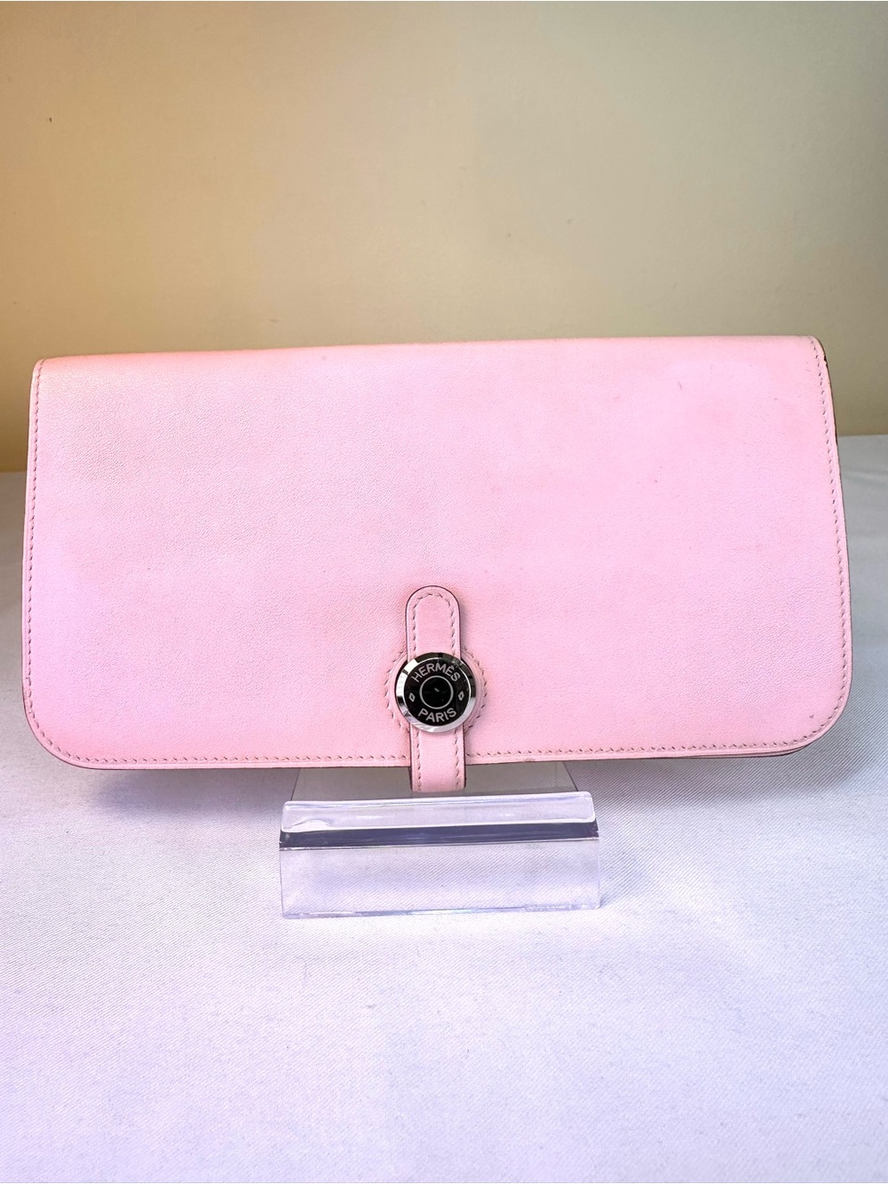 Hermes Dogon Long Wallet Pink Veau Swift Leather T 2015 COA